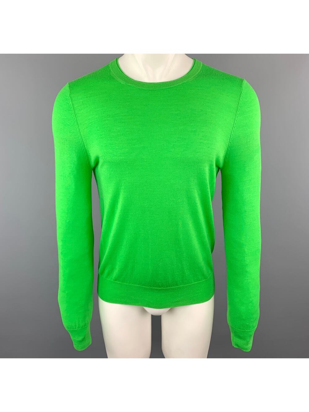 PAUL SMITH Size S Green Merino Wool Crew-Neck Pullover Sweater